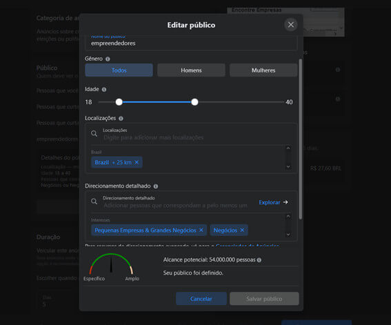 Editar publico alvo de anúncio
