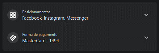 Definir forma de pagamento para campanha